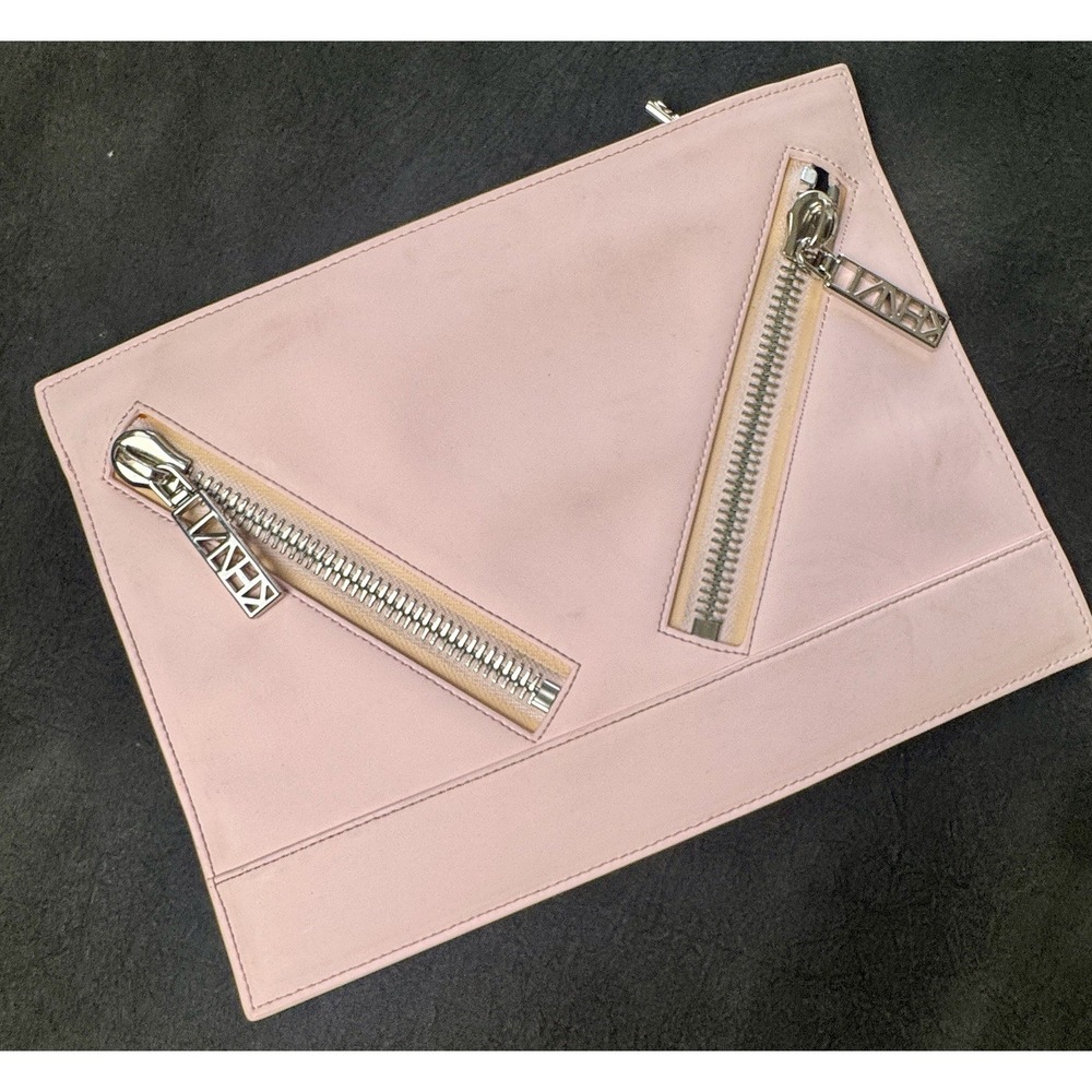 KENZO Paris Pink Leather Kalifornia Clutch Bag Zip Minimalist Moto Quiet Luxury